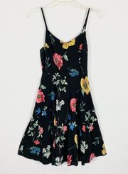 Old Navy Black Floral Cami Spaghetti Strap Dress