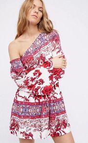 Free People Modern Nomad Mini Dress one shoulder printed Medium