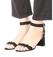 Loeffler Randall ミ Emi Wavy Ankle Wrap Strap Heel Sandals ミ Eclipse Suede ミ 7.5M