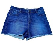 Loft Dark Wash Frayed Dark Wash Shorts