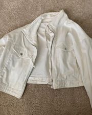 Cropped White Denim Jacket