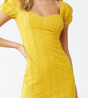 Forever 21  embroidered mustard dress