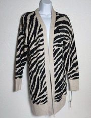 NWT Sincerely Jules Cream & Black Zebra Print Open Tunic Cardigan