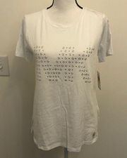 Michael Kors  White Silver Studded Logo T-Shirt NWT