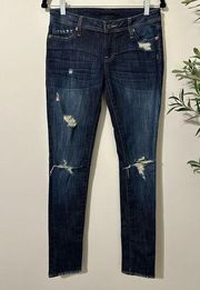 Genetic Denim The Shane Jeans Dark Wash Distressed Size 27