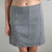 Black Houndstooth Knit Mini Skirt 