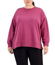 ID Solid Crewneck Fleece Sweatshirt, Violet Quartz Plus Size 2X New w/Tag