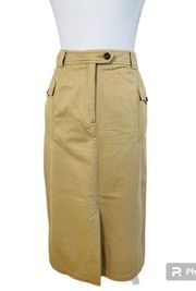 Vintage 90s Y2k Cargo Utility Midi Maxi Skirt British Tan 14