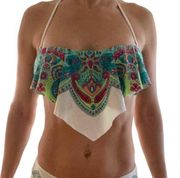 NEW APT. 9 Floral Flounce Bandeau Bikini Swim Top size Large