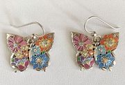 Brighton Multicolored Enamel Enchanted Garden Butterfly Earrings. EUC!