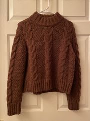 brown mock neck sweater
