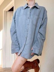 Vintage Cherokee Blue Suede Button Down