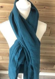 SOLE SOCIETY Teal Oversized Blanket Fringe Scarf