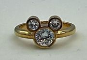 Disney Micky Mouse gold plated CZ  ring size 7