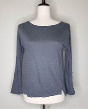 Adrienne Vittadini 100% Linen Scoop Neck Gray Top