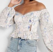 Express Floral Off The Shoulder Corset Peplum Top Small