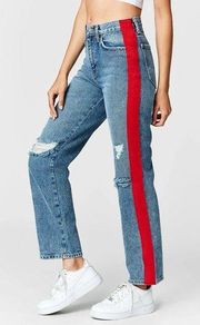 Carmar LF Ursula Taylor Red Side Stripe High Rise Straight Jeans Size 23 New NWT