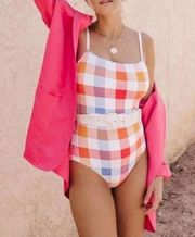 Solid & Striped Nina One Piece Beach Plaid Swimsuit Size Medium