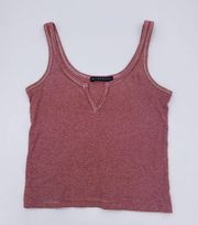 Brandy Melville  Richie Tank Top Sleeveless Red White Stripe Low V-Neck Crop Top