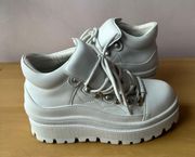 Women's Platform Chunky  Chunky White Lace Up Sneaker Boots