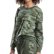 NEW NWT SPLENDID Long Sleeve Crewneck Top Olive Heather Camo PJ Sleep Sweatshirt