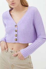 Urban Outfitters Rose Ribbed Cropped Cardigan