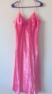 Y2K Jones New York Satin Lace Maxi Slip Dress in Pink Coral