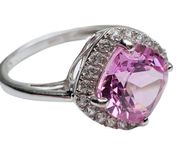 Women’s 10K ZALES Pink Topaz White Gold Ring Sz 6.75 Classic Brilliant Stunning