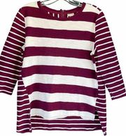 0101 Burgundy White Stripe 100% Cotton Shirt Size Medium