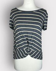 Pink Rose Retro Striped Twist Knot Tee | Medium