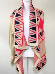 B Sharp Women's Aztec Mohair Blend Open Front Cardigan Size S