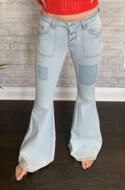 Patchwork Wide Leg Flare Jeans 