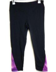 Black & Purple Tie Dye Crop Leggings