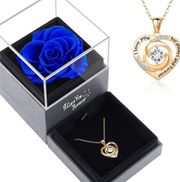 Preserved Real Rose with Heart Necklace Gifts for Mom Women Wife Girlfriends NWT