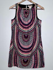 Multi-Color Geo Print Sleeveless Shift Dress Size XS