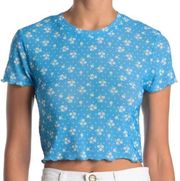 BCBGeneration Floral Sheer Crop Top