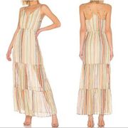 BB DAKOTA Maxi Stripe Grapefruit Dress Strappy Pastel NWT New Orange Green Small