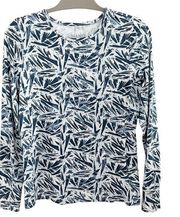 Hang Ten Blue White Abstract Leaf Print Starfish Long Sleeve Sun Shirt Top SPF S