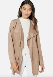 NEW  [ Small ] Drape Front Faux Suede Jacket in Mocha #Q395