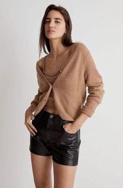 Madewell  Haskell Crop Cardigan Sweater M Brown Tan Soft Yarn V-Neck Wool Blend