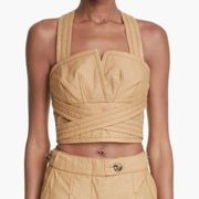 Zimmermann Postcard Wrap Bustier Tan Cropped Top Size 1