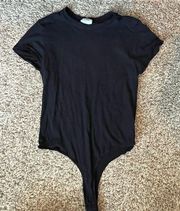 Re/Done black cotton short sleeve bodysuit