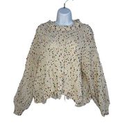 POL Loose Knit Sweater Women's Large OVERSIZED Confetti Distressed Mock Neck