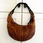 BRAIDED HANDLE HOBO BAG Brown Leather In Vintage Classic Style