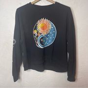 Rebellion Black Hippy Boho Cropped Sweatshirt Size Large