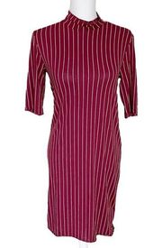 & Other Stories Vertical Striped Mockneck Bodycon Midi Dress Size 12