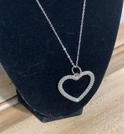 Swarovski Crystal Clear Open Heart Silver Chain Tone 18" Necklace