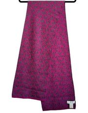 Michael Kors Pink Gray Monogram Wool Blend Scarf Cozy Warm 10” x 65”