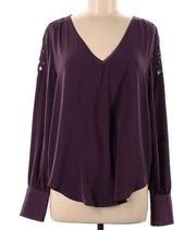 Leith Purple Long Sleeve Blouse Shoulder Cutouts Medium, Like New