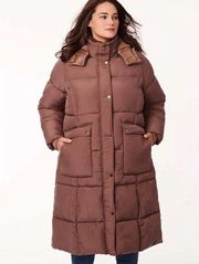 NWT Bernardo Town Square Long Winter Puffer Coat in Peppercorn Size 1X